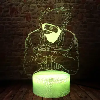 Zabavno 3D Iluzije LED Nočna Pisane Spreminjanje Desk Svetlobe Hatake Kakashi Model Anime Naruto akcijski in igrače številke Otroci