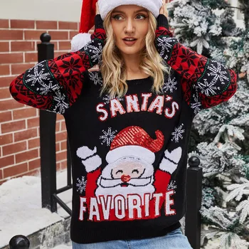 Ugly Pulover Božič Skakalec Jeseni, Pozimi Novi Santa Claus Jacquardske Pleteni Pulover Puloverji Vrhovi Za Ženske Do Leta 2020 Moda