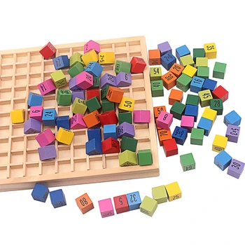 Baby Montessori Matematiko Igrača Lesa 10*10 Naboja Odbor Pisane Dvojni Stranski Digitals Igrače za Otroke Zgodaj Izobraževalne Darilo