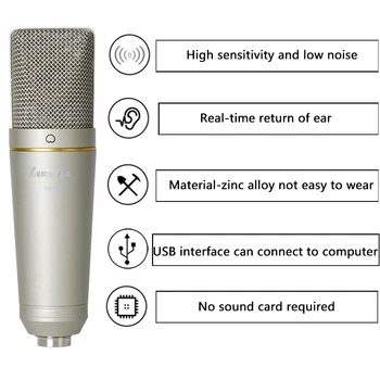 Strokovno USB Snemanje Mikrofon Za Računalnik Snemanje Vokalov Glas V Neposredni Televizijska Soba Karaoke Kit Youtuber Mic