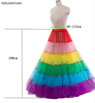 Nova Dolgo Multicolor Petticoat Crinoline Underskirt Hoop Slip Poročno Obleko Žogo Obleke 2021