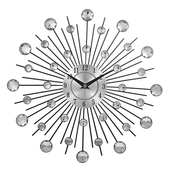 13-palčni srebro kristalno sunburst, kovinsko steno ura original letnik kovinski doma dekoracijo ura