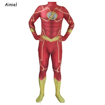 Super Junak Flash Cosplay Kostume Spandex Zentai Bodysuit Jumpsuits Fantje Moških Flash Obleko Halloween Kostumi Otroci Odraslih