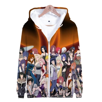 Zadrgo Kapuco Naruto 3D Moški Ženske Kapičastih Pulover Vroče Prodaje Harajuku Hip Hop Modo 3D Zadrgo Naruto Hooded Anime Sweatshirts