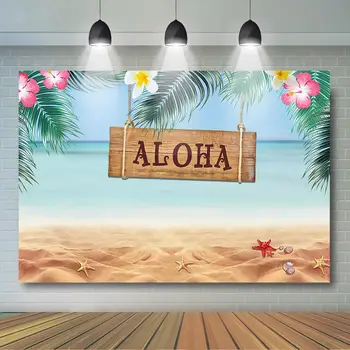 Flamingo Aloha Ozadje Tropsko Poletje Hawaiian Beach Ozadju Rojstni Dan, Poroko Hawaiian Stranka Dekor