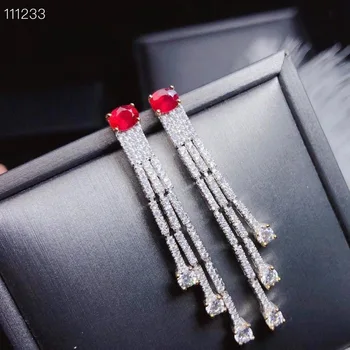Najnovejše designnatural ruby earings ženske Stranka Nakita 925 čistega srebra high-end nakit Monopol