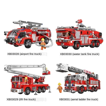 Gradnik gasilsko Model zažgali Motorja Minifigures Zmanjšana Miniaturne Igrače za Fante, Dekleta, Otroci, Otrok Dejanje Slika