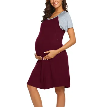 Žensk, porodniškega šivanje dojenje obleko pižamo Baby obleko zdravstvene Nege Nightgown Nightshirt Sleepwear Obleko L1226