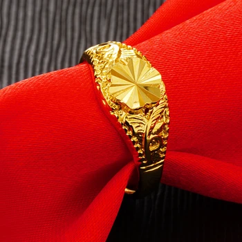24K Zlata, ki je Napolnjena Obroči Za Ženske Zaročni Prstan Nastavljiv Poročni prstan Anillo Mujer Bague Femme Afriške Zlato Nakit Dodatki