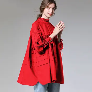 XITAO Naguban Plus Velikost Svoboden Backless Bluzo Moda za Ženske do leta 2020 Spomladi Poln Rokav Boginja Fan Manjšinskih Priložnostne Srajco DMY2926