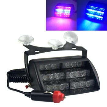 18 LED Rdeča/Modra Avto Policija Strobe Flash Svetlobe Tri plasti Stroboskopske luči Pomišljaj v Sili Opozorilo, 3 Utripajoče Luči za Meglo 4 Slog