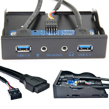 E-SDS USB 3.0, 2-Vrata 3.5 Cm Kovinski Sprednji Plošči USB Hub z 1 HD Audio Outpu GDeals
