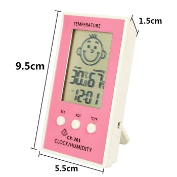LCD-Digitalni Termometer, Higrometer Baby Smile Jok Obraz Vlažnost Meter Vremenske Postaje Tester Temperatura ura