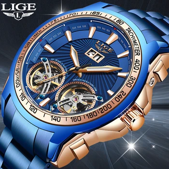 2020New LIGE Mehanska ura mens watch samodejno Mens ure TOP blagovne znamke luksuzni Poslovni pazi za moške Tourbillon reloj hombres