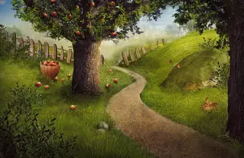Capisco Velikonočni Apple Tree ozadje Zajček Leseno Ograjo, Zajčja Sled Fotografija Ozadje Fairyland Kmetiji Stranke Foto Studia