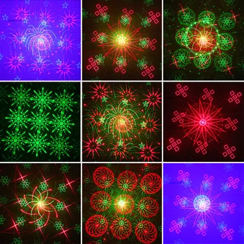 TUJEC Daljinsko Dvojno Rdečo, Zeleno 128 Vzorcev Fazi Laserski Projektor Svetlobnih učinkov, DJ Disco Party Klub Bar Božič Light Z Modro LED