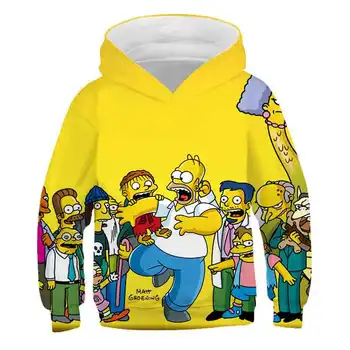 2020 Jeseni Vrhovi Dolg Rokav Hoodies Fantje Dekleta Oblačila Tiskanje Risanka Smešno Homer Simpson Otroci in Modnih 3D Majica
