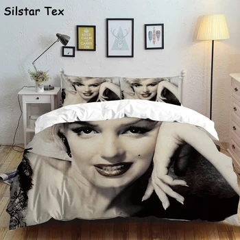 Silstar Tex Monroe Hepburn Posteljnina Določa Rjuhe Kritje Vzglavnik Znana Filmska Zvezda, Prešite Odeje Bedspread Žensk Domov Velikost Znakov