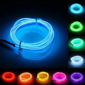 TSLEEN 2/3/5M Upogljivi EL Žice LED Luči Neonske Baterijo, Vrvi, Trakovi Božično zabavo, Dekorativne Svetilke