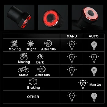 NEWBOLER Izposoja Smart Auto Zavora za Zaznavanje Kolo Lahka, vodoodporna LED USB Polnjenje Kolesarska Luč Kolo Zadnje Luči Dodatki