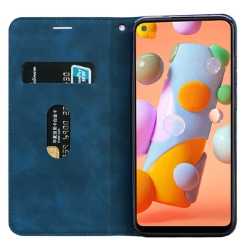 Poslovne kartice sim polje Za Samsung Galaxy A11 usnje Magnetni Pokrovček Za GalaxyA11 Stojalo Telefon Primeru Funda Coque