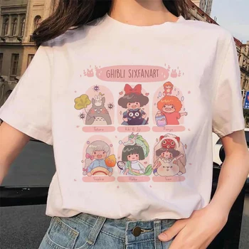 Totoro Harajuku Ullzang Majica s kratkimi rokavi Ženske Studio Ghibli Kawaii T-shirt Hayao Miyazaki Smešno Risanka Tshirt Srčkan 90. letih Vrhu Tees Ženski