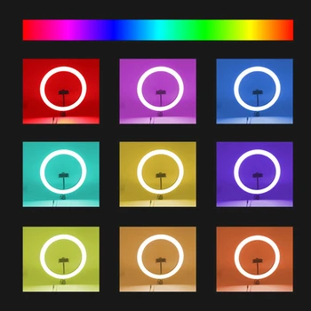 Strokovno RGB Selfie Obroč Svetlobe Z Nastavek za Stojalo 16 Barvne Fotografije Razsvetljavo Ringlight Snemanje Video posnetkov Na YouTube