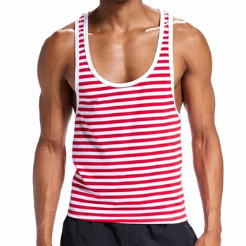 KWAN.Ž Moški majica tank zgornji del moški evropi I-oblikovan prugasta telovnik srajco priložnostne bodybuilding moških oblačil, modnih oblačil za moške tanktop