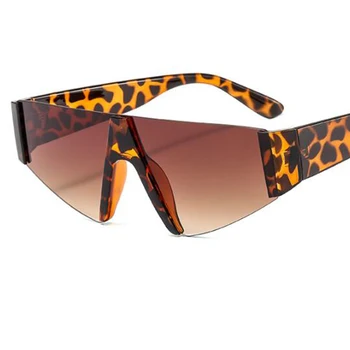 Prevelik Gradient sončna Očala Za Ženske Letnik Steampunk Leopard Odtenki Velika Delno Rimless sončna Očala Moških lentes de sol