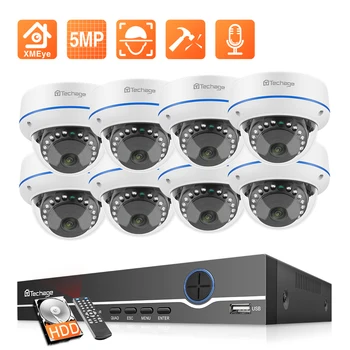 Techage H. 265 CCTV kamer 8CH 5MP POE NVR Komplet Avdio Snemanje Dome Varnostna IP Kamero Vandalproof P2P Video Nadzor Set
