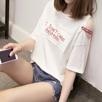 Ženska Poletje Vrhovi Tee Priložnostne Srajce Pol Rokav Natisnjeni Off Ramo T-shirt 2020 Bombaž Tshirt Ženske Obleke Poleras De Mujer