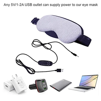 Reciklirati USB Vroče Pare Spanja Oči Masko Ogrevano Lingette Lavable Bombaž Oči Masko Za Spanje Oči SPA Sivke Nastavljiv Povoj