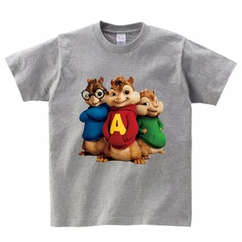 Nova blagovna Znamka Oblačila Majica Smešno Risanka Alvin In majhna severnoameriška veverica Tiskane 3D Srčkan Majica otroška poletja obrabe MJ