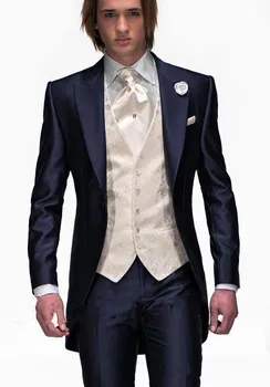 Vroče Prodajo Po Meri Ženina Tuxedos Formalno Obrabe Poroka Obleke Groomsman/Ženin Najboljši Človek Na Debelo ( Suknjič+Hlače+Telovnik ) Fit Obleko