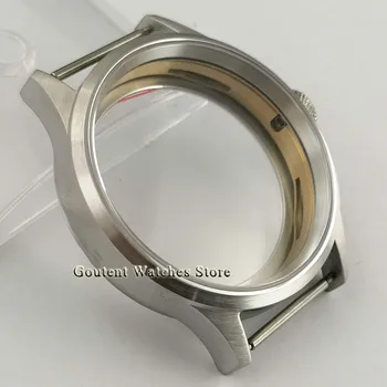 43mm Novo Srebro Polirano / brušena watch primeru, safirno steklo sterilne jekla primeru ETA, 6497,6498 Galeb ST3600 gibanja