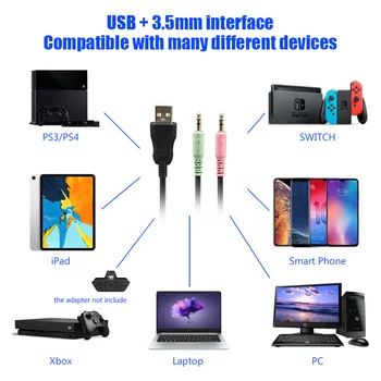 Gaming Slušalke Slušalke z Mikrofonom Depp Bas Surround Zvok RGB Svetlobe 3,5 mm Žično za PC Računalnik PS4 Profesionalni Igralec