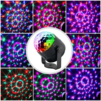 Zvok Vključen Obračanje Disco Krogla Stranka Stroboskopske Luči Luč 5W 15 Barvah LED Fazi Lučke Za Božič Doma KTV Božič Poroko