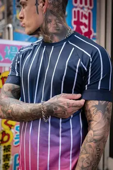 2020 novo blagovno znamko moške stilsko kul T-shirt, moške priložnostne slog, črtasto hip-hop kratek rokav ulica element tiskanih vrh, trgovina na debelo