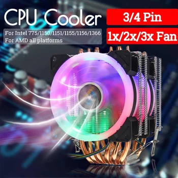 CPU Hladilnik Fan Heatsink 6 Baker Heatpipe 3/4 Pin RGB Fan Hladilnik Za procesor Intel 775/1150/1151/1155/1156/1366 in AMD Vse Platforme