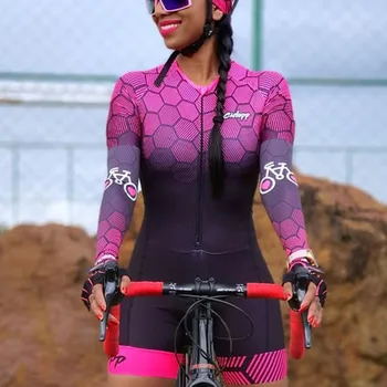 Ciclopp dolgimi rokavi ženske kolesarske skinsuit