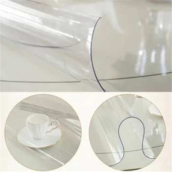 PVC Nepremočljiva Prtom Okrogel Prt Tabela Pokrov Prozoren Kuhinja Vzorec Olja Prtom Steklo in Mehko Krpo 1,5 mm Mat