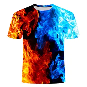 Plamen 3D tiskanje majice, novih stilov smešno novost T-srajce za moške in ženske, kratka sleeved vrhovi, unisex oblačila