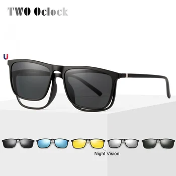 DVA Okvirja, Polarizirana Magnet sončna Očala Moških UV400 Visoke Kakovosti 5 V 1 Posnetek Na Sunglass Ženske Kvadratnih Dioptrije Spektakel Okvir A8804
