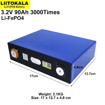 Liitokala 3.2 V 90Ah LiFePO4 baterije Litij-železo phospha Velike zmogljivosti 90000mAh motorno kolo Avto na Električni motor baterije