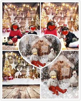 Laeacco Vinil Lesa Božič Ozadja Za Fotografiranje Pozimi Sneg, Snežak Darilo Otroka, Novorojenčka Portret Ozadje Photocall