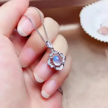 Očarljivo moonstone gemstone, prstan in ogrlica s srebrno vroče prodajo darilo stil oglaševanja