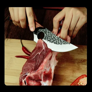 Longquan ročno kovani huanghua hruškovega lesa ročaj high-end oster boning nož gospodinjski slicer mesar nožem mesa kabina nož
