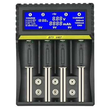 BTY-V407 Polnilnik Baterij Li-ion Življenje Ni-MH baterije za polnjenje Ni-CD Smart Hiter Polnilec za 18650 26650 6F22 9V AA AAA 16340 14500 Baterija Polnilnik
