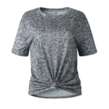 JAYCOSIN majica s kratkimi rokavi Ženske Trendovski Stil Leopard Krog Vratu kratka sleeved Slim T-shirt Dnevno Osebnost Dekle Vrhovi Poletje Divje Siva