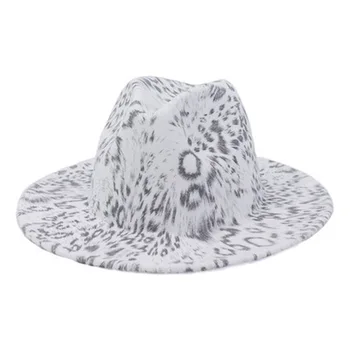 Fedora ufilcala klobuki odrasle ženske, moške leopard multicolor tiskanja široko roba ženske, klobuki, zimski autumn letnik luksuzna leopard ženske klobuki